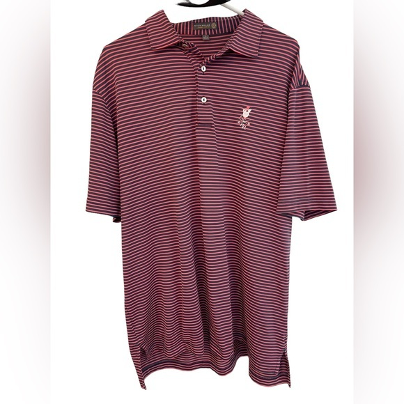 Peter Millar Summer Comfort Large Polo Striped Pink Navy ￼ Revolutionary RR Golf